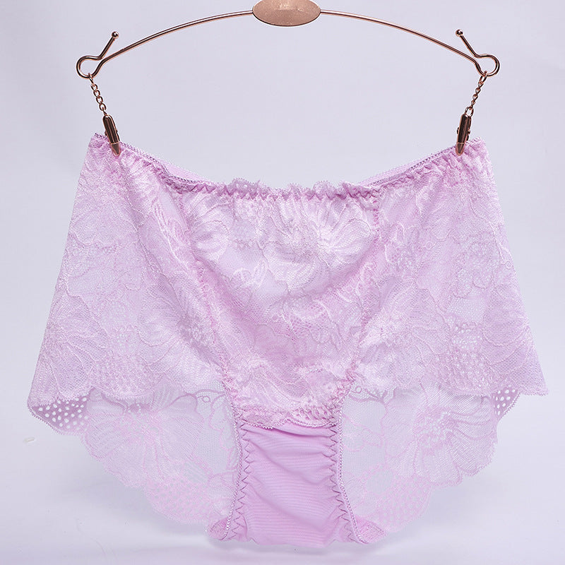 Plus Size Sexy Transparent Lace Mid-Rise Women's Panties