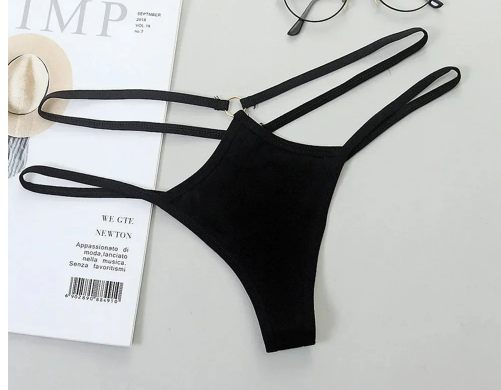 Slim Belt Hollow Triangle Low-Rise Bikini Panties (One Piece)