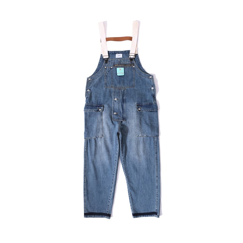 Japanese Street Style Loose Suspender Jeans for Men