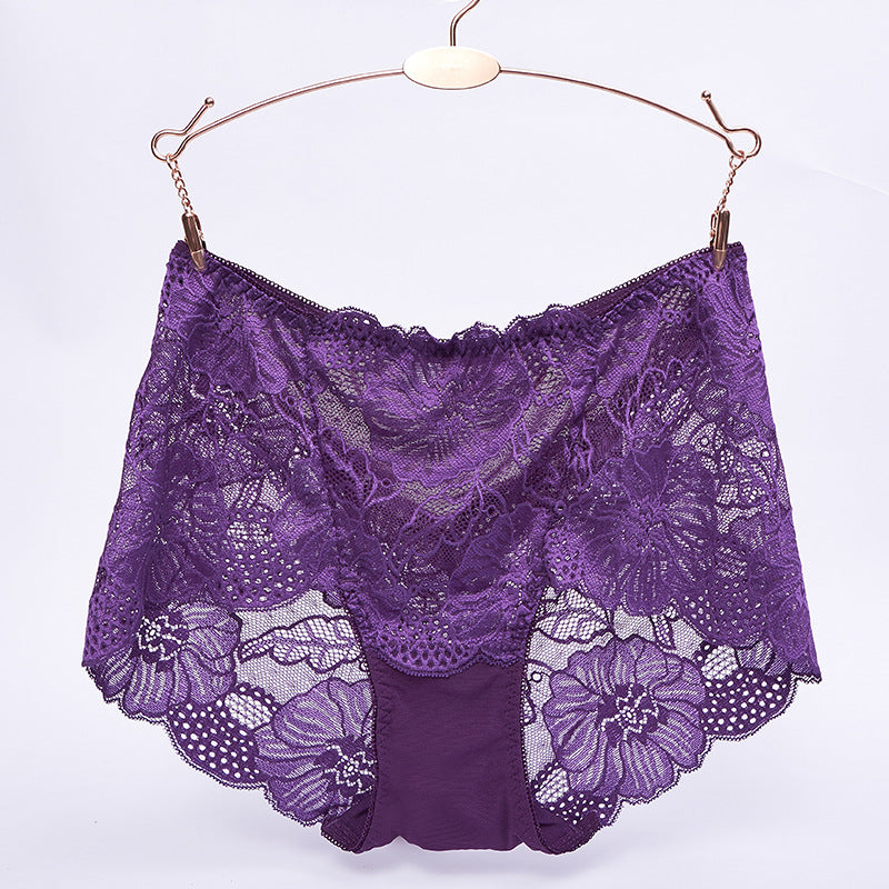 Plus Size Sexy Transparent Lace Mid-Rise Women's Panties