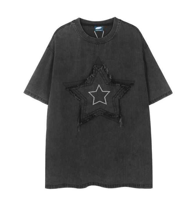 Punk Denim Short-sleeved T-shirt For Men