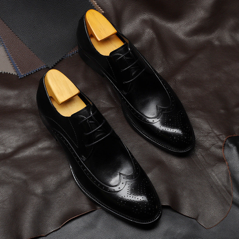 Casual Carved Lace-up Leather Shoes for Men