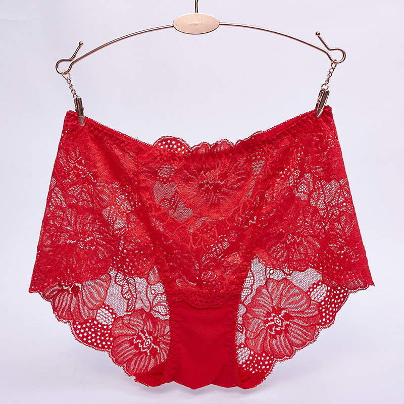 Plus Size Sexy Transparent Lace Mid-Rise Women's Panties