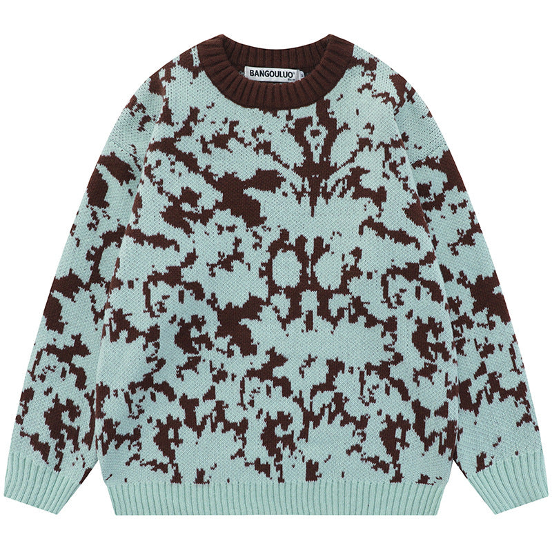 Jacquard Knitwear Round Neck Sweater for Men & Women