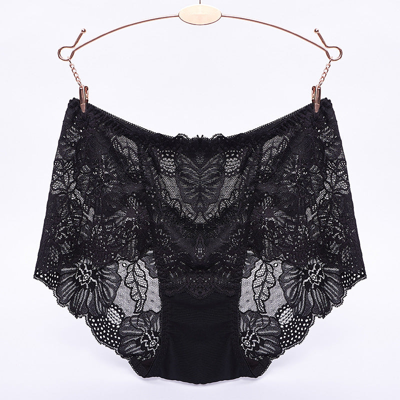 Plus Size Sexy Transparent Lace Mid-Rise Women's Panties