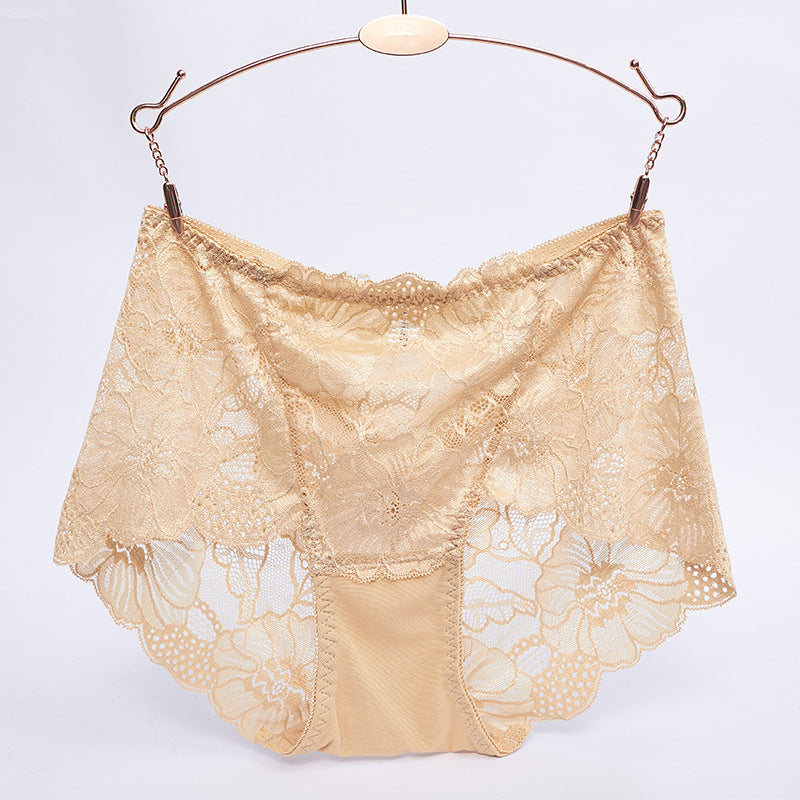 Plus Size Sexy Transparent Lace Mid-Rise Women's Panties