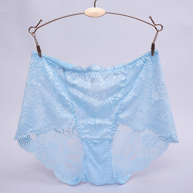 Plus Size Sexy Transparent Lace Mid-Rise Women's Panties